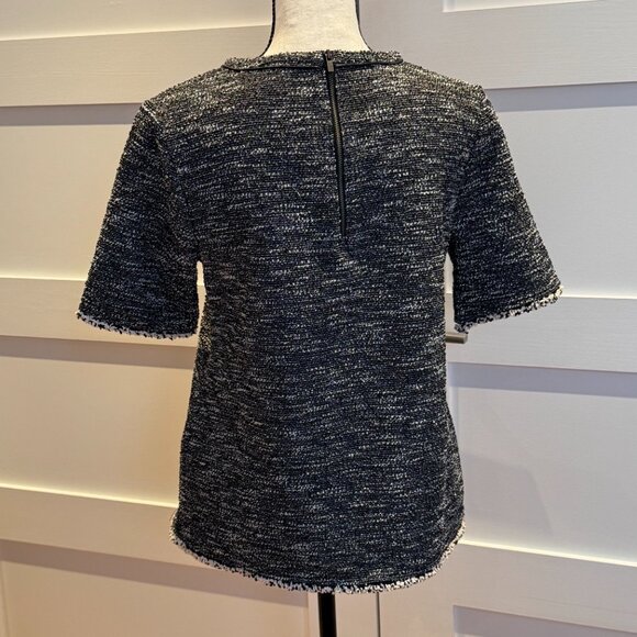 BANANA REPUBLIC - black & white short sleeve tweed top with metallic thread - Picture 5 of 7